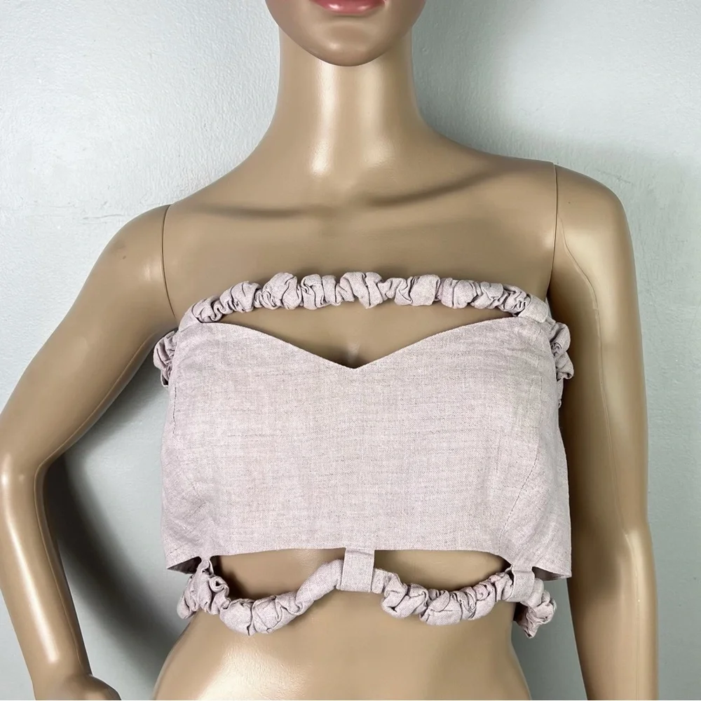 NEW GANNI PURPLE STRAPLESS CROP TOP - Picture 2 of 11